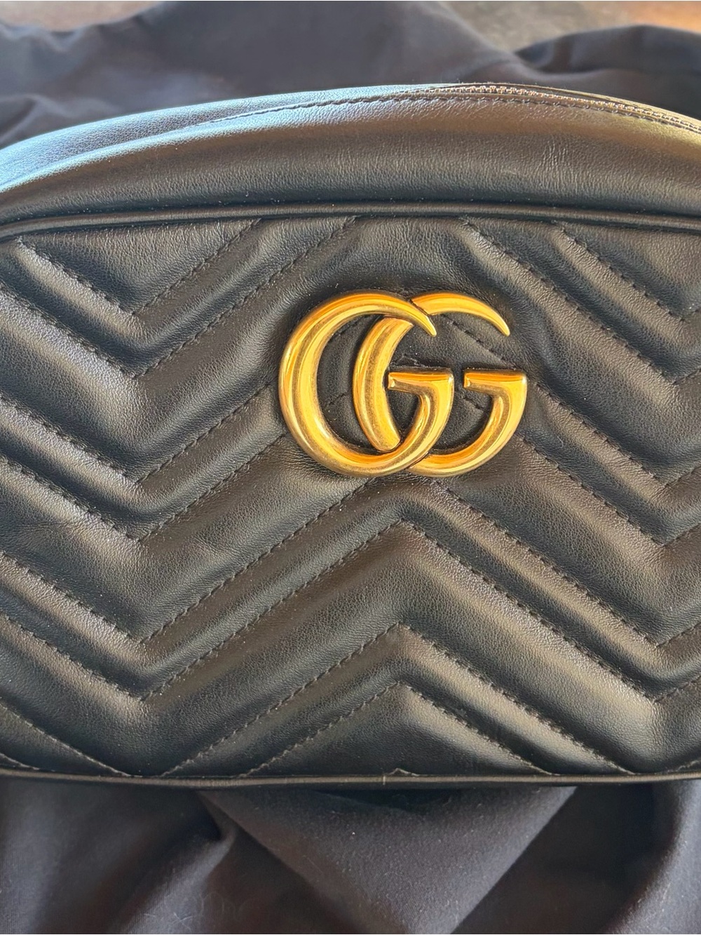 Gucci Black Quilted Leather Crossbody with Gold Double G